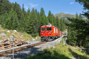 HGm 4/4 61 mit Dieselzug «Abenteuer Rottenschlucht» nach Oberwald, Lammenbrücke