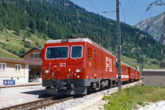 HGe 4/4 II 103 in Oberwald. 1987