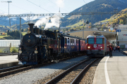 Dampf am Oberalppass - Steam on the Oberalp Pass - Sonderzug mit HG 3/4 4 der DFB, Ge 4/4 II 623 der RhB, Disentis/Mustér