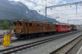 "BB 81" der Museumsbahn Blonay Chamby (BC) vor TW2 46 und Ge 4/4 182 in St. Moritz