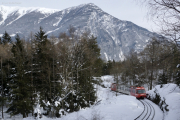 Mont Blanc-Express. Transports de Martigny et Régions TMR, Martigny - Châtelard (MC). Unterhalb Salvan